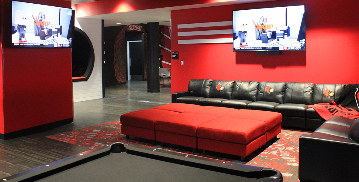 Gallery Louisville Football Player's Lounge J+J Flooring Group